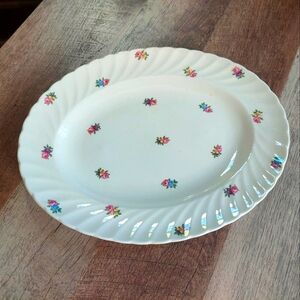 Royal Staffordshire Oval Platter 12 " Multicolor Flowers Devonshire Clarice Clif